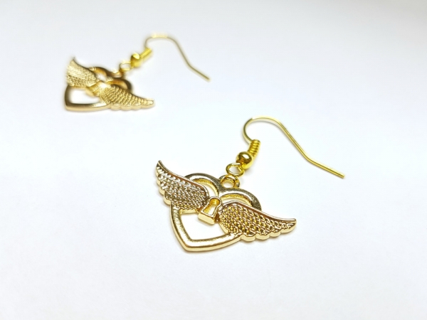 Flügelherz Ohrringe goldfarben